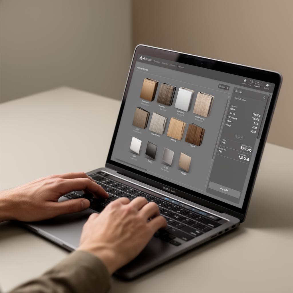 Buyer configuring a product in a real-time 3D web configurator.